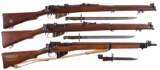 Three British Military Bolt Action Rifles with Bayonets