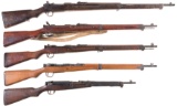 Five Japanese Military Bolt Action Longarms