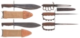 Two U.S. Bolo Knives and Three U.S. Trench Fighting Knives