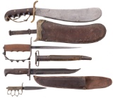 Grouping of Three U.S. Military Edged Weapons and One Miniature