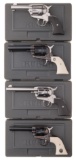 Four Ruger Single Action Revolvers with Cases