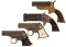 Four American Multi-Shot Antique Pocket Pistols