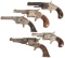 Five Antique American Spur Trigger Revolvers