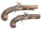Two Engraved Henry Deringer Style Percussion Pistols