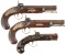 Three Engraved Back Action Percussion Pistols