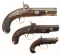Three Engraved Antique Single Shot Pistols