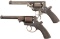 Two English Double Action Percussion Revolvers