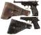 Two Nazi Military Walther Semi-Automatic Pistols with Holsters