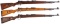 Three Mauser 98 Military Bolt Action Rifles