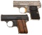 Two Engraved Belgian Browning Baby Semi-Automatic Pistols