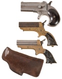 Three Antique Multi-Shot Pocket Pistols