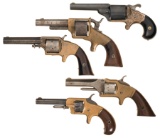Five Antique American Spur Trigger Revolvers