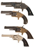 Four Antique Spur Trigger Revolvers