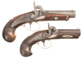 Two Engraved Henry Deringer Style Percussion Pistols