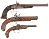 Three Antique European Muzzle Loading Pistols