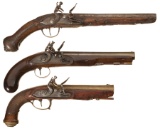 Three Engraved European Flintlock Pistols