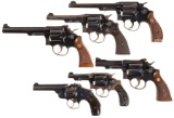 Six Smith & Wesson Double Action Revolvers