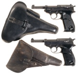 Two World War II Nazi Semi-Automatic Pistols with Holsters