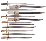 Eight Vintage Sword Bayonets with Sheaths