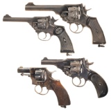 Four English Double Action Revolvers
