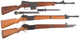 Three French Military Rifles with Bayonets