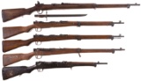 Five Japanese Military Bolt Action Longarms