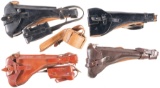Four Artillery Luger Holster Stocks w/Accessories, Drum Pouch