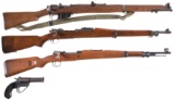 Three Military Bolt Action Rifles and a Flare Pistol