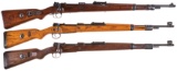 Three Mauser 98 Military Bolt Action Rifles