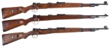 Three Mauser Model 98 Bolt Action Military Rifles