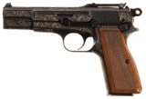 Engraved Belgian Browning Hi-Power Semi-Automatic Pistol