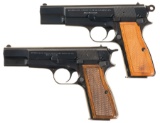 Two Belgian Browning Hi-Power Semi-Automatic Pistols