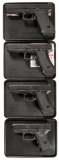 Four Glock Semi-Automatic Pistols with Cases