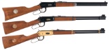 Three Winchester Model 94 Commemorative Saddle Ring Carbines
