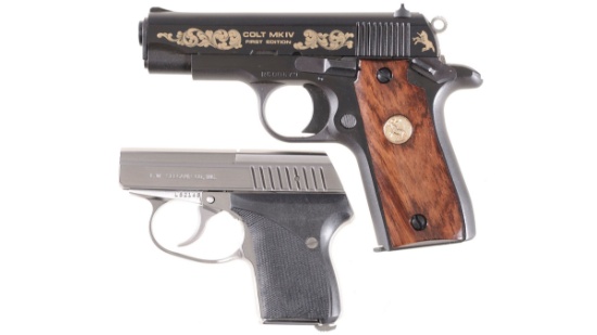 Two Semi-Automatic Pistols -A) Colt MK IV Series 80 Government Model .380 First Edition Pistol