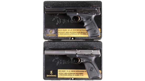 Two Browning Buck Mark Semi-Automatic Pistols with Cases -A) Browning Buck Mark Ultragrip RX Pro Tar