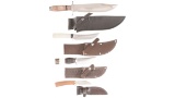 Four Knives with Sheaths