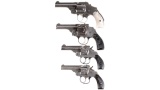 Four Top Break Double Action Revolvers -A) Smith & Wesson .38 Safety Hammerless 2nd Model Revolver