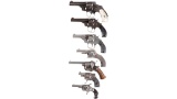 Seven Revolvers -A) Smith & Wesson .38 Safety Hammerless Fourth Model Double Action Revolver