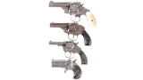 Four Handguns -A) Smith & Wesson .38 Double Action Third Model Revolver