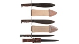 Group of Two Bolo Knives and One Bayonet