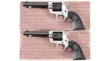 Documented Consecutively Numbered, Duotone, Boxed Pair of Colt Frontier Scout Single Action Army Rev