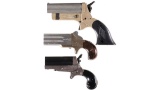 Three Derringers -A) Chicago Derringer Four Barrel Pistol