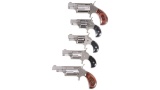 Five North American Arms Spur Trigger Revolvers -A) North American Arms NAA-22MS Revolver with Belt