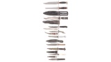 Grouping of Ten Fixed Blade Knives