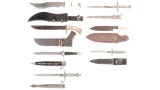 Seven Fixed Blade Knives with Sheaths