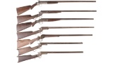 Seven Single Shot Long Guns -A) Forehand & Wadsworth Side Hammer Shotgun