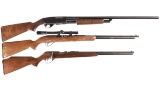 Three Long Guns -A) Savage/Stevens Model 77D Slide Action Shotgun