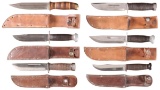 Six American Knives with Sheaths