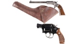 Two Handguns -A) Stevens No. 43 Single Shot Pistol with Holster